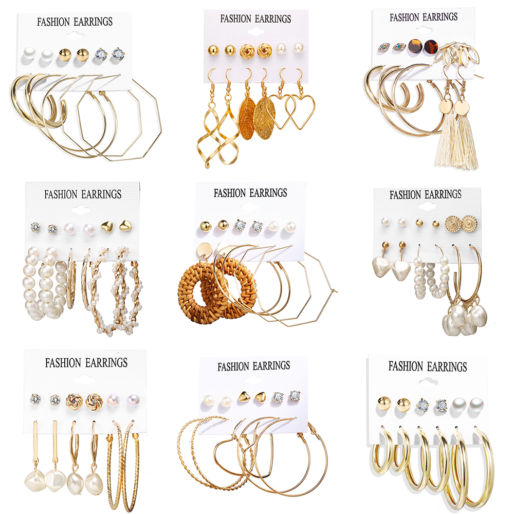 Stud LAT s Earrings Set Tassel Pearl for Women Bohemian Fashion Jewelry Geometric Kolczyki Hoop Earings 230424