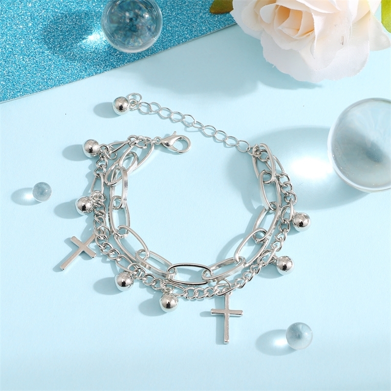 Charm Bracelets FNIO Bohemian for Women Fashion Multilayer Beaded Chain Set Bracelet Bangles Jewelry Punk 230424