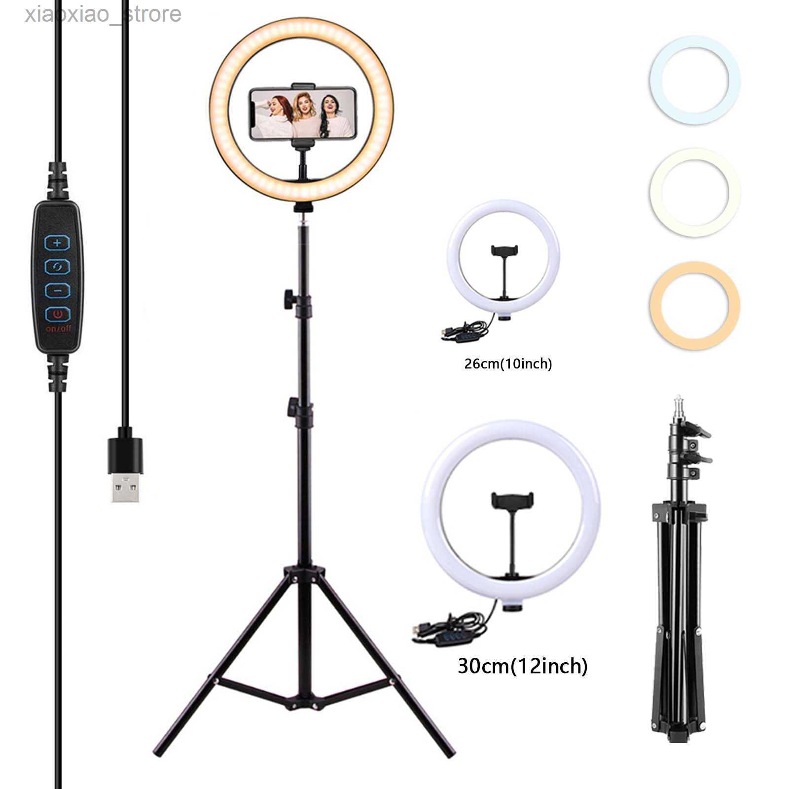 

Selfie Lights 12"/10" LED Selfie Ring Light Circle Fill Light Dimmable Round Lamp Makeup Photography RingLight with Phone Holder Tripod Stand