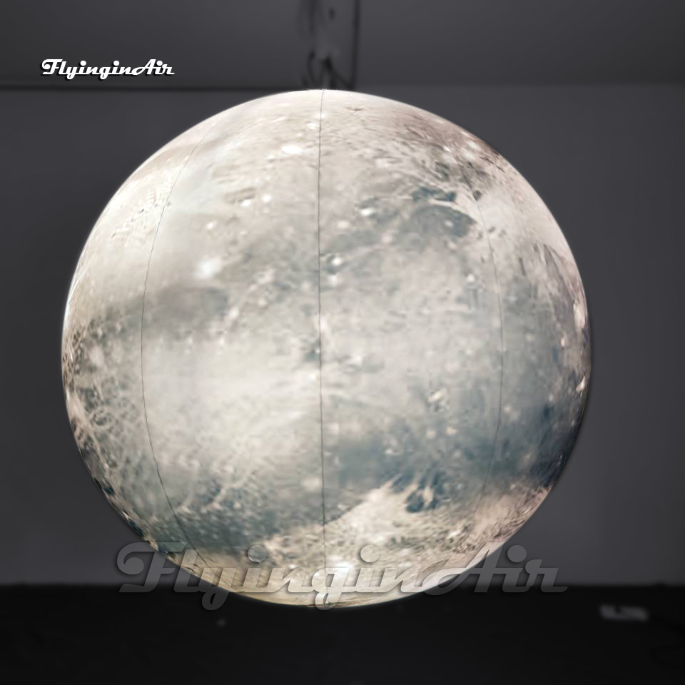 Amazing Large Hanging Inflatable Pluto Balloon Solar System Planet Ball Big Sphere With LED Light For Venue Ceiling Decoration