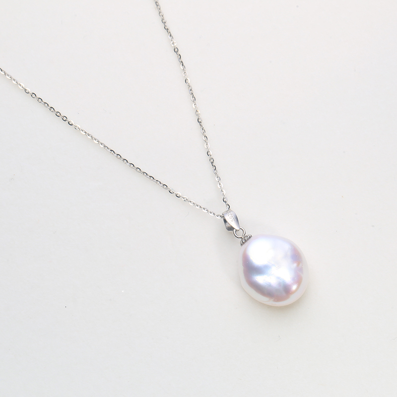 Pendant Necklaces Jane jewelry handmade 100% Natural Freshwater Small Baroque irregular pearl pendant 925 silver sterling classic clasp 1215mm PK 2304