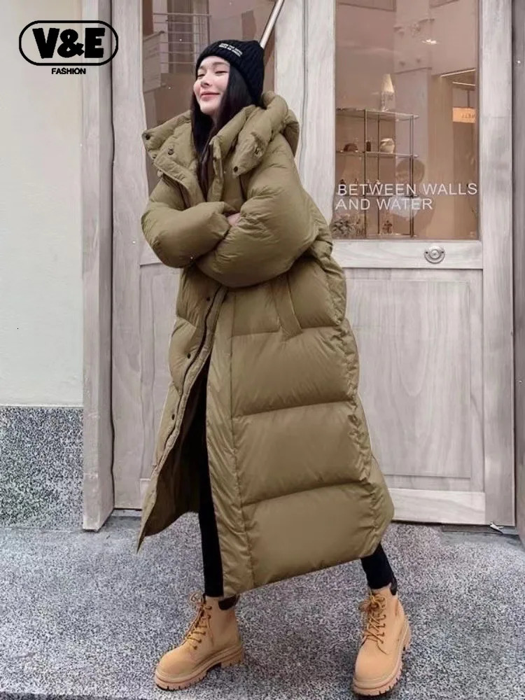 Women's Down Parkas V E 2023 Winter Warm Pink Hooded Long ParkaS Chaqueta Thick Windproof Overcoat Casual Snow Wear Cotton Padded Women Jaqueta 2