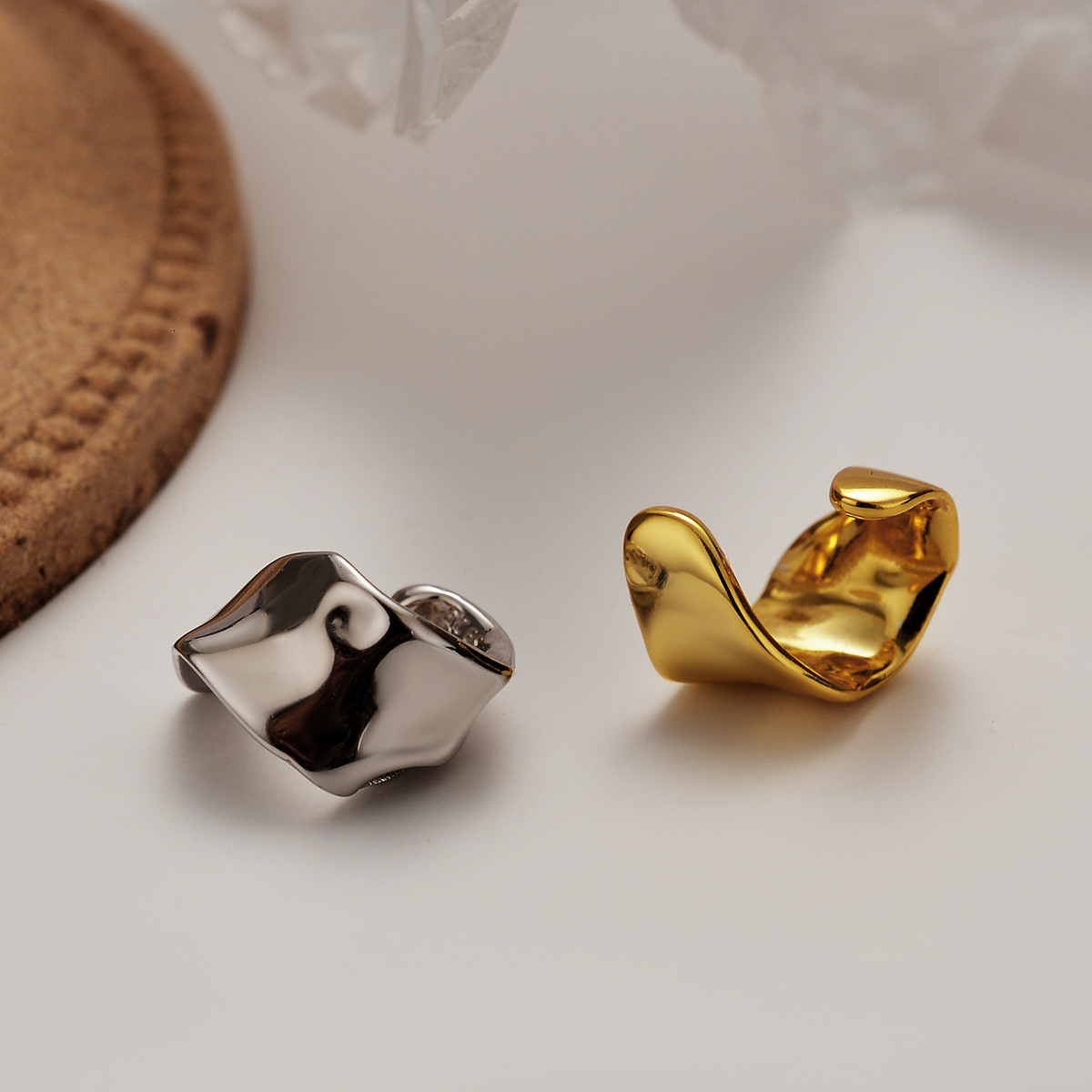 Ear Cuff F.I.N.S 1Piece Korean Minimalist Fine Jewelry S925 Sterling Silver Ear Clip Irregular Uneven Single Ear Cuff Female No Pierced 230425