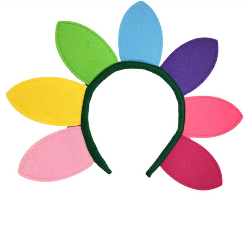 Boho Floral Crown Rainbow Flower Petal Headband Sunflower Hair Wreath Headwear Headpiece Hair Accessory for Women Girl