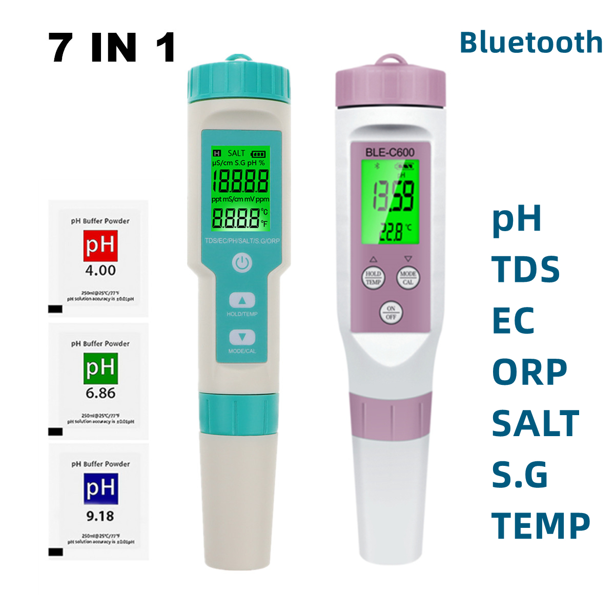 PH Meters Blue-tooth Digital 7 in 1 pH Meter PH/TDS/EC/ORP/Salinity /SG/TEMP Meter Water Quality Monitor Tester Drinking Water Aquariums 230426
PH Meters Blue-tooth Digital 7 in 1 pH Meter PH/TDS/EC/ORP/Salinity /SG/TEMP Meter Water Quality Monitor Tester Drinking Water Aquariums 230426