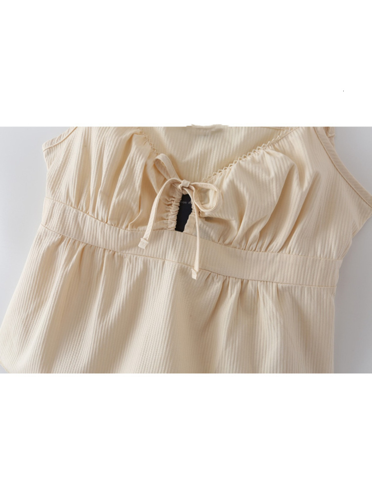 Camisoles Tanks Casual Women Beige Backless Slim Camisole Summer Fashion Ladies Spice Female Knitted Sleeveless Solid Color Top 230426