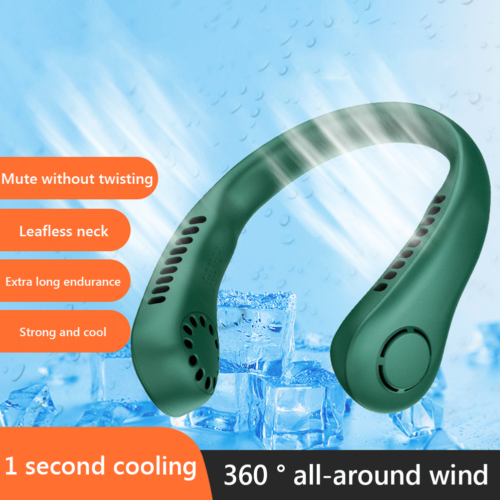 Bladeless Small Neck Fan USB Charging Mini Portable Fan Comfortable Adjustable Gear Lightweight for Camping Hiking Fishing Sport