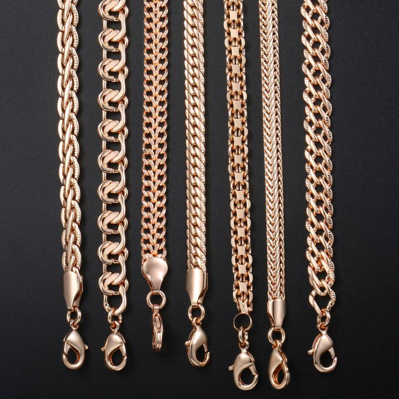 Chains Personalize Necklace For Women Men 585 Rose Gold Venitian Curb Snail Foxtail Link Fashion Jewelry 50cm 60cm CNN1