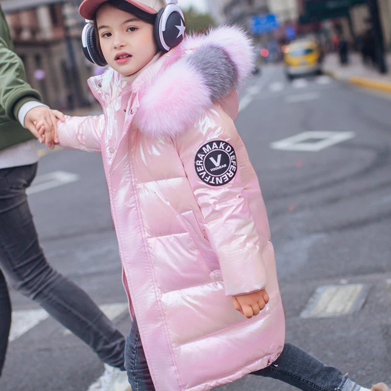 Clothing Sets 3 14 Years Old Winter Boys Girls Jacket Long Style Hooded Fur Collar Colorful Heavy Coat For Kids Children Outerwear 231124