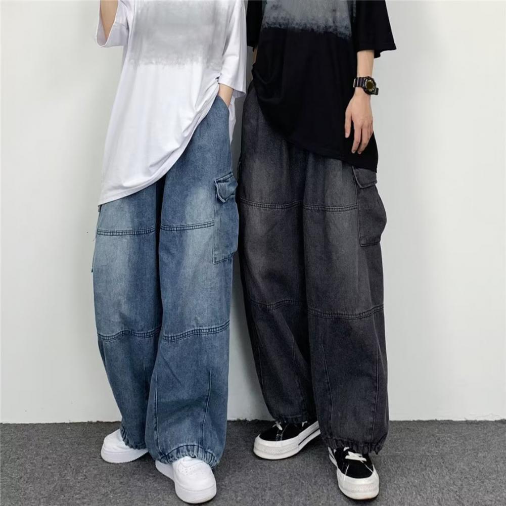 Men's Jeans Women Vintage Y2K Streetwear Baggy Cargo Jeans High Waisted Straight Wide Leg Pants Denim Trousers Fairy Grunge Alt Clothes 230425