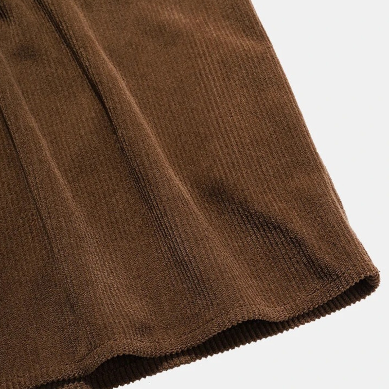 Men's Casual Shirts Fashion Brown Corduroy Shirts for Men camisa masculina Mens Short Sleeve Button Up Shirt 230425