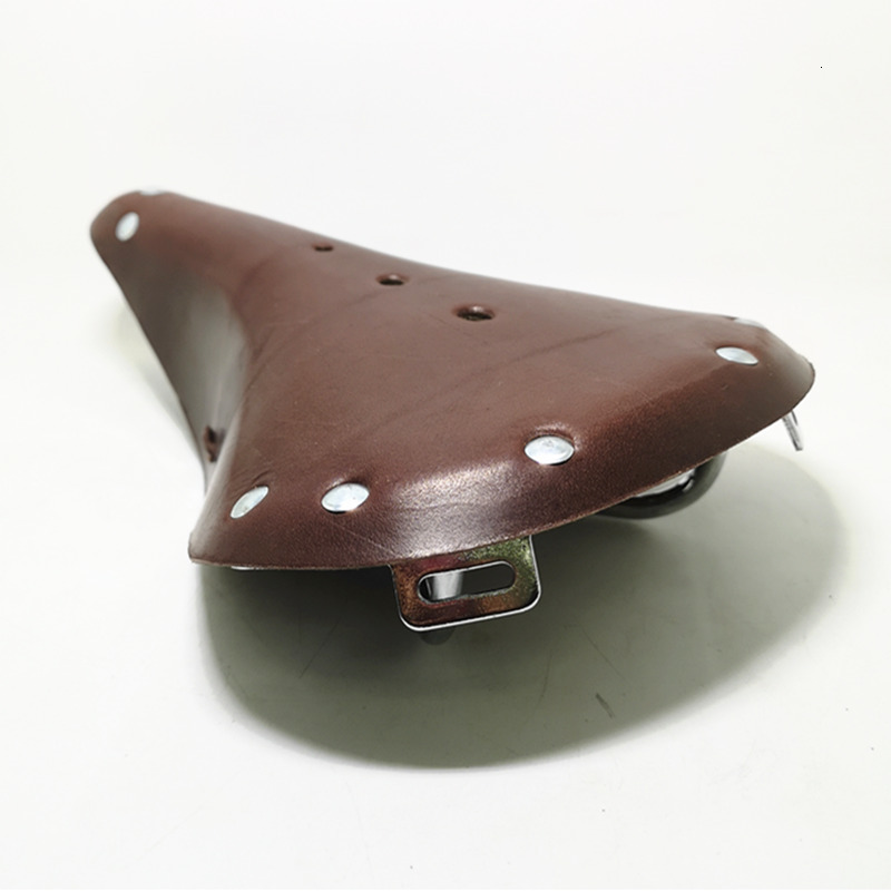 Bike Saddles Classic Bicycle Seat Pure Cowhide for Outdoor Riding Comfortable Vintage Spring Cushion 230425