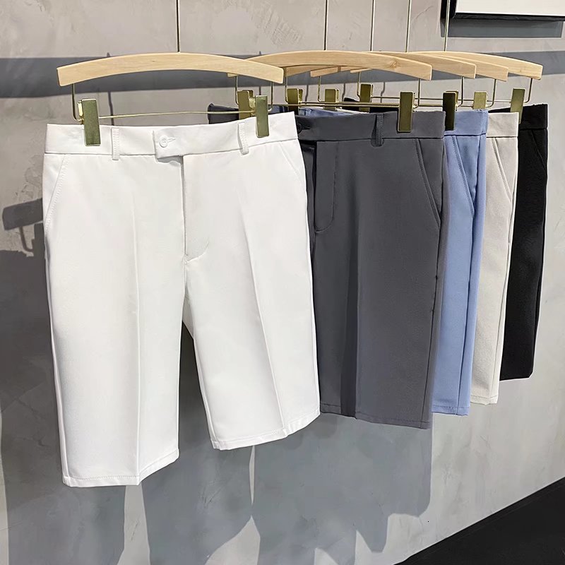 Men's Shorts Fashion Men Summer Shorts Solid Color Draped Male Lightweight Breathable Comfortable Office Casual Suit Shorts Bermuda 230426