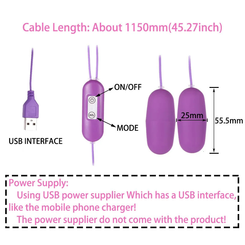 EggsBullets USB Powered Double Egg Clitoris Anal Vagina Vibrator Vaginal Balls Erotic Goods Sexy Products Sex Toys for Woman Adults Two Shop 231124