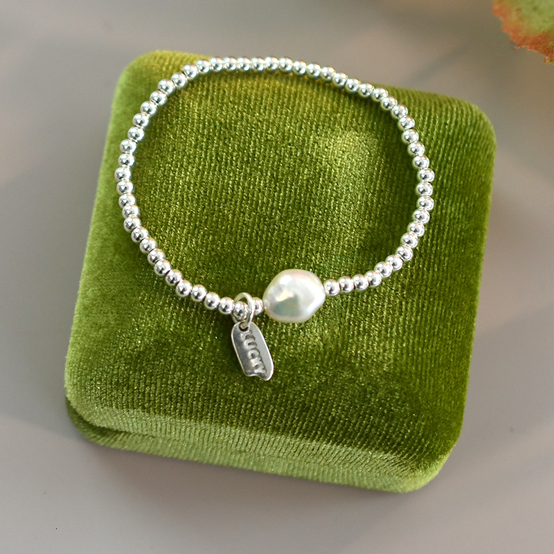 Beaded ASHIQI Natural Baroque Pearl 925 Sterling Silver Bracelet Fashion Jewelry for Women 230425