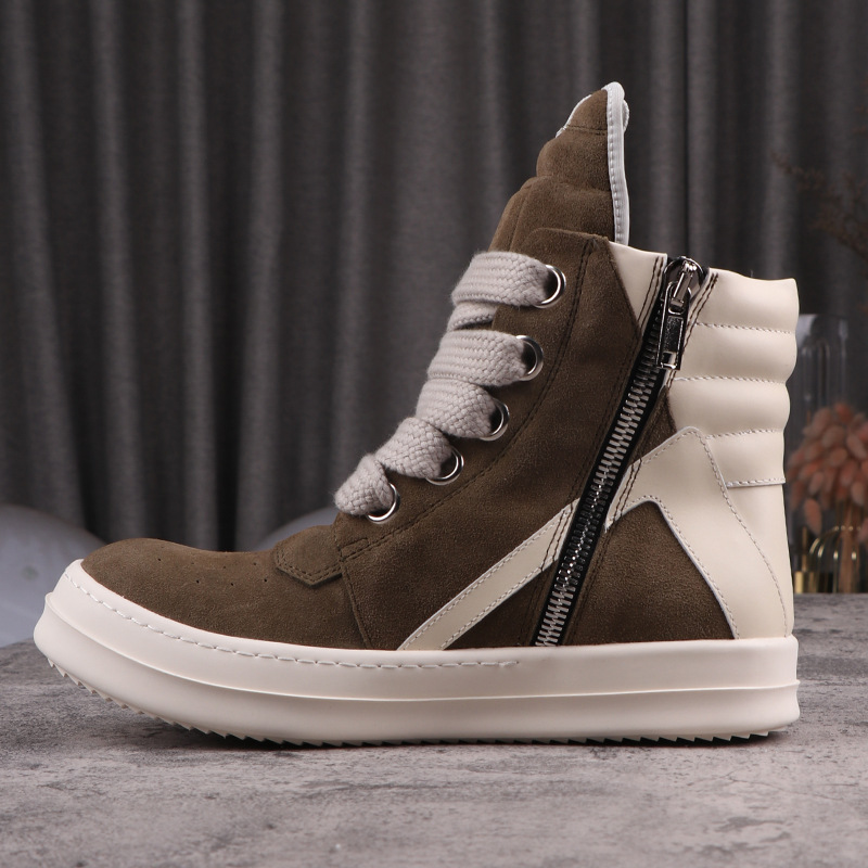 Men's Casual Shoes Rick Leather Sneaker Nverted Triangle Thick Bottom Women's Shoes Lace-up Light Brown With Box
Men's Casual Shoes Rick Leather Sneaker Nverted Triangle Thick Bottom Women's Shoes Lace-up Light Brown With Box