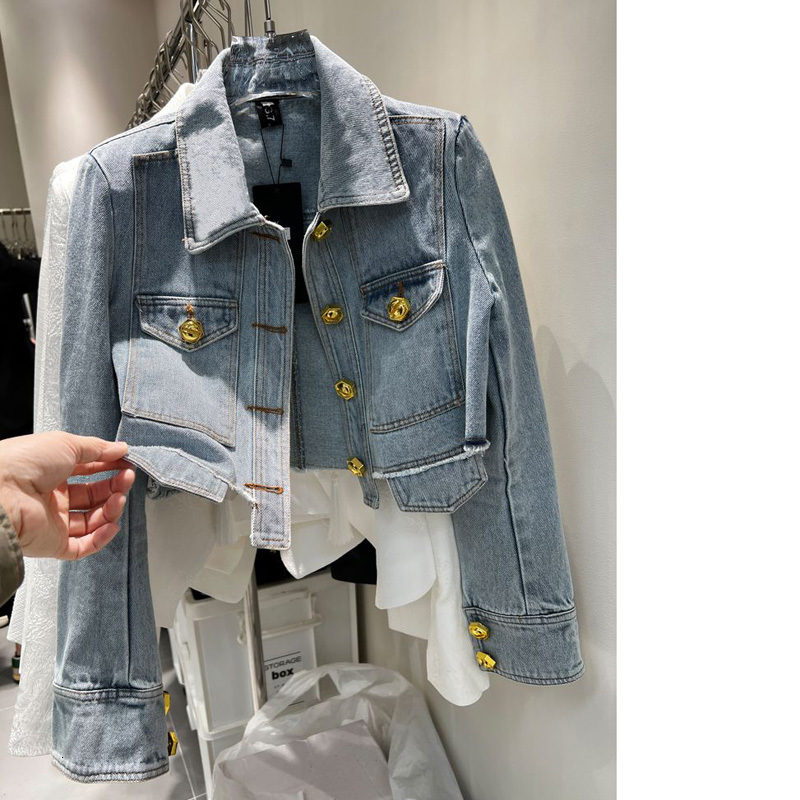 Women's Jackets Denim Jacket for Women Slim Single Breasted Long Sleeve Short Outerwear Coat 230426