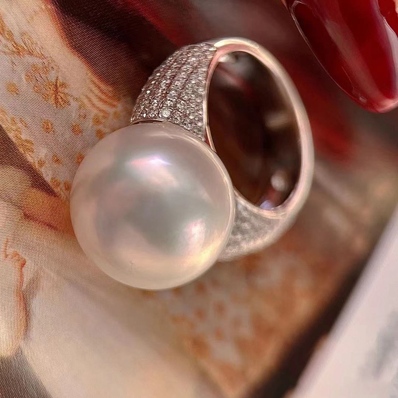 2023 Choucong Brand Wedding Rings Simple Fashion Jewelry Sterling Sier Large Pearl Pave Cubic Zircon CZ Dia Eternity Open Adjustable Women Ring Gift