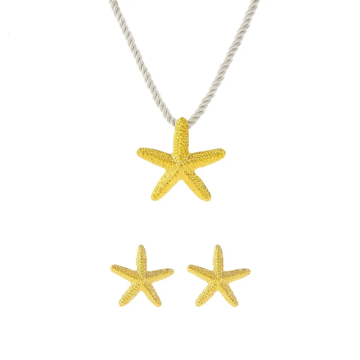 Beaded Necklaces Exaggerated Boho Colorful Metal Big Starfish Star Pendant Choker Necklace Stud Earrings Summer Punk Chunky Chain Y2K Jewelry Set 2311