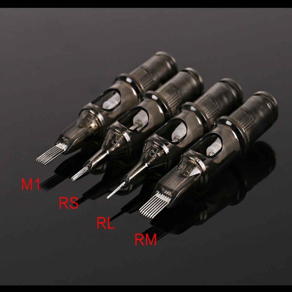 Tattoo Needles 10pcs 035MM Disposable Semi Permanent Makeup Cartridge Needle Eyebrow Pen Machine Supplies M1 RS RL RM Brown 230425