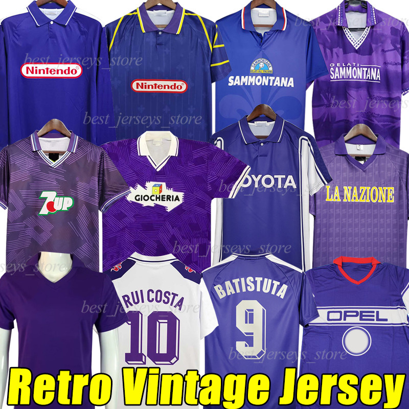 BATISTUTA 1998 1999 Retro Soccer Jerseys FiOrEnTiNas BIGICA RUI COSTA 98 99 Home Football Shirt 2000 Camisas de Futebol 79 80 84 89 90 91 92 93 94 95 96 97 Classic Vintage