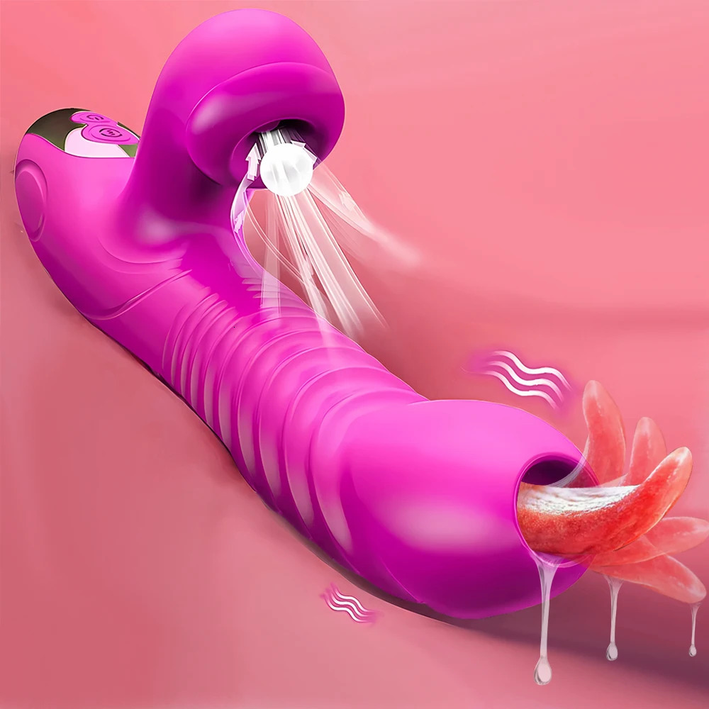 Vibrators Powerful Thrusting Vibrator Female Clitoris Sucker Vacuum Stimulator G Spot Tongue Licking Dildo Adult Goods Sex Toy for Women 231124