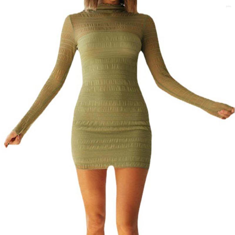 Casual Dresses Mini Evening Vestidos Femme Robe Clubwear Women Autumn Winter Party Dress Long Sleeve Green