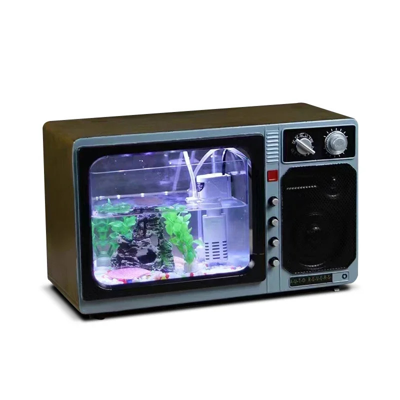 Aquariums Retro Old Fashioned Creative TV Fish Tank Model Props Bar Restaurant Shop Living Room Home Desk Decoration home accessories 231124