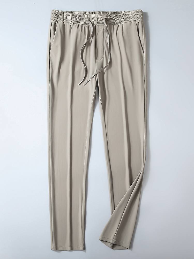 Men's Pants Summer Lightweight Long Sweatpants Men Breathable Cooling Nylon Silk Spandex Casual Chino Pants Male Straight Trousers 230425