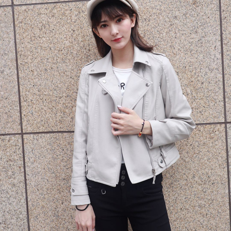 Women's Jackets Pink/beige/black Women's Clothing short motorcycle PU Leather Jacket Korean version of the spring and autumn jacket coats 23