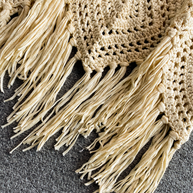 Camisoles Tanks Retro bohemian ethnic style crop tops sexy hollow knitted tassel spaghetti strap tanke top off shoulder sleeveless camisole ins 230426