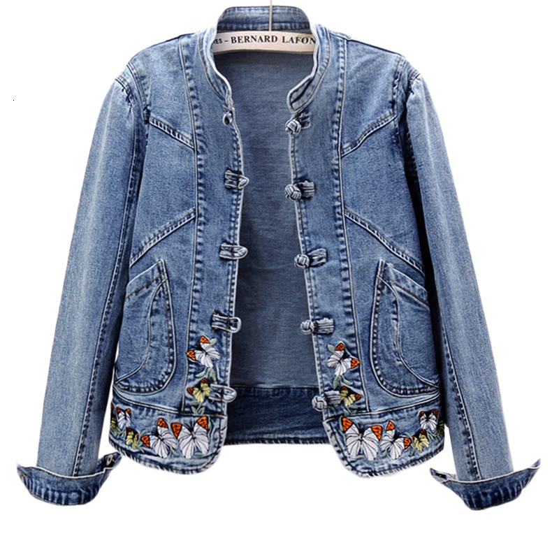 Women's Jackets Spring Embroidered Stretch Denim Jacket Women Short Jackets Cardigan Basic Jacket Fashion Female Bomber Jacket Trend 230426