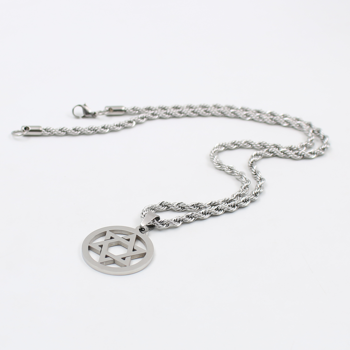 Judaism Jewelry Silver/Gold Hexagram Fashion Stainless steel star of David Pendant Box Chain Necklace Men gifts 24inch