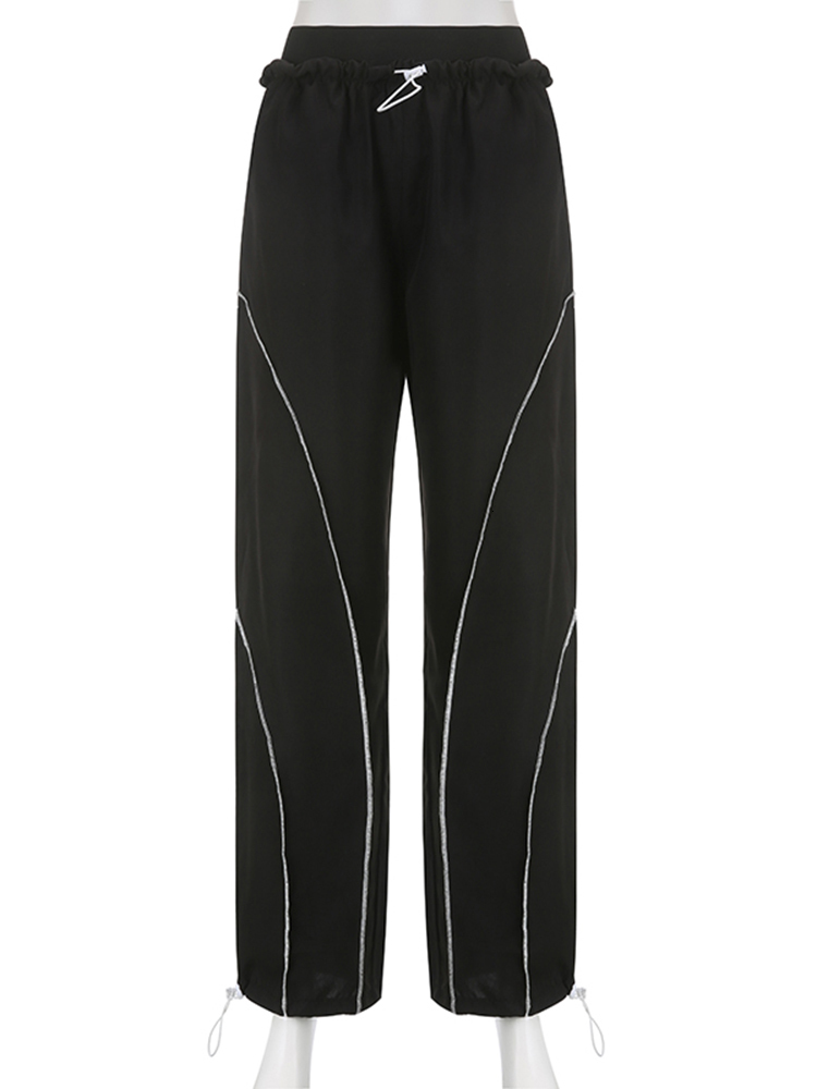 Women's Pants Capris Cuteandpsycho Loose High Waist Tech Baggy Sweatpants Streetwear Joggers Women Wide Leg Pants Casual Basic Punk Trousers Fash