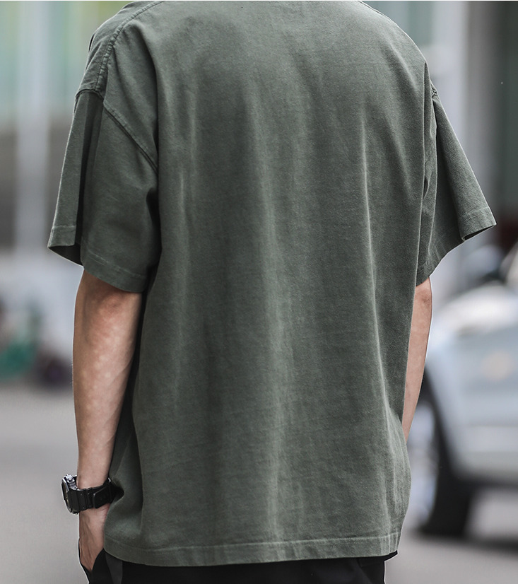 Men's T-Shirts M4377 Pure cotton simple short sleeved T-shirt for men Korean style versatile loose washed and worn five quarter sleeves 230426