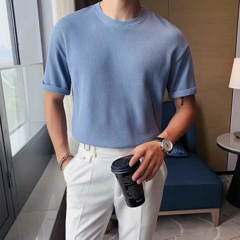 Men's T-Shirts Summer Men's Refinement Crew Neck Bottoming Shirt Solid Color Thin Cozy Casual Loose Daily Short Sleeve T-Shirt 230426