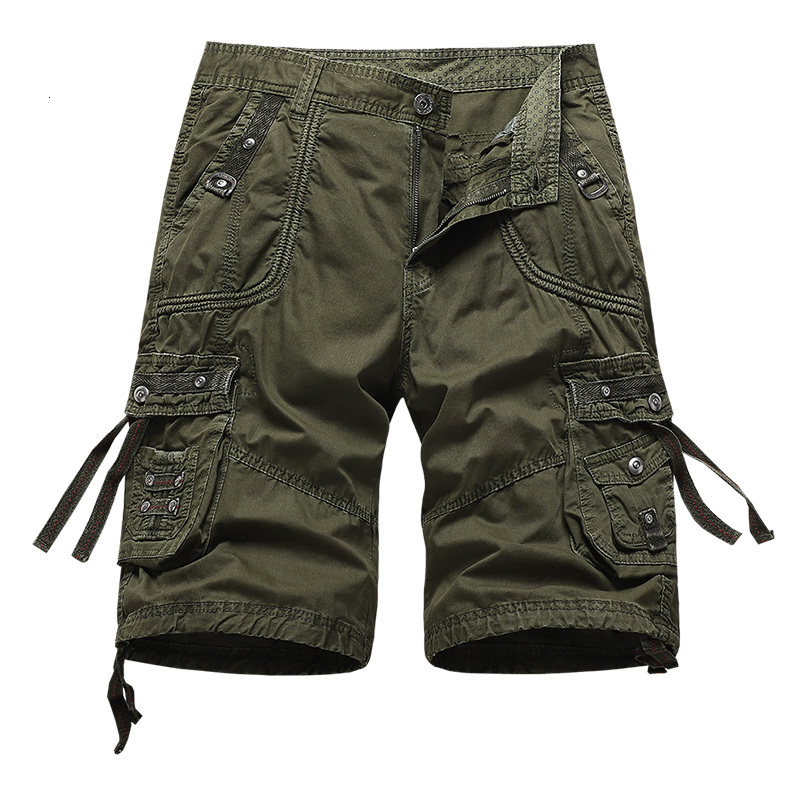 Men's Shorts Summer Cotton Men Short Pants Loose Absorb Sweat Cargo Shorts Men Fashion Overall Short Trousers Mens Casual Work Short 230426