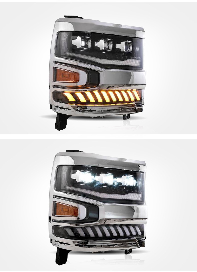 LED Bifocal Lens Headlights for Silverado 1500 20 16-20 18 Upgrade Car Front Running Lights High Beam Signal Headlamp