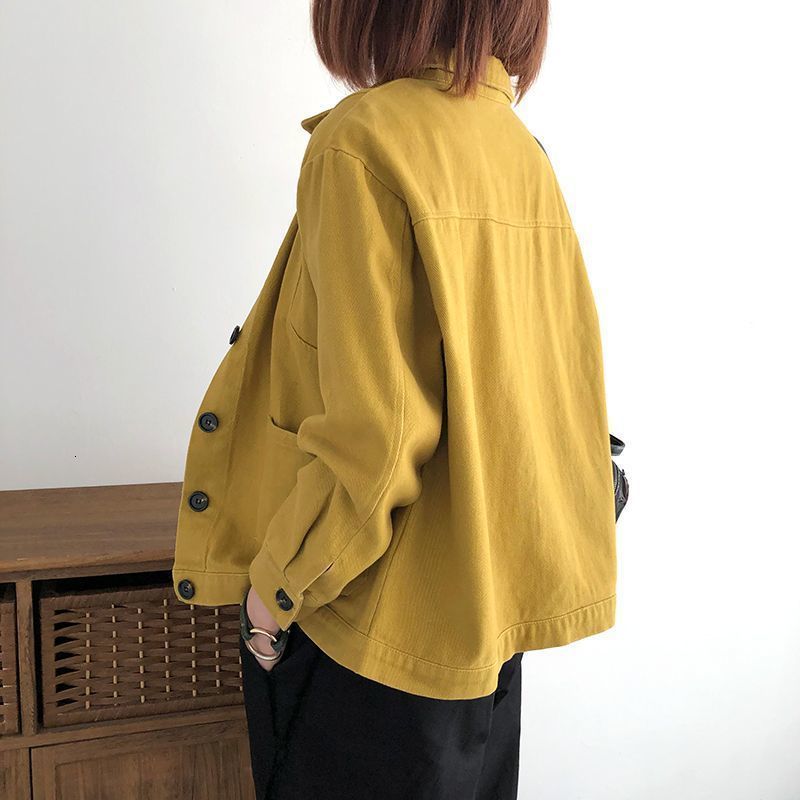 Women's Jackets Cotton long-sleeved short jacket spring and autumn literary solid color Korean version of loose age reduction cardigan 230426
