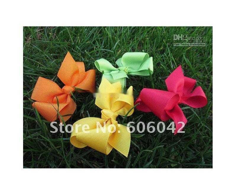 50pcs Lot 3.3-3.5 Baby Ribbon Bows With Clip Grosgrain Hairclips,Hairclips Girls Hair Accessorie