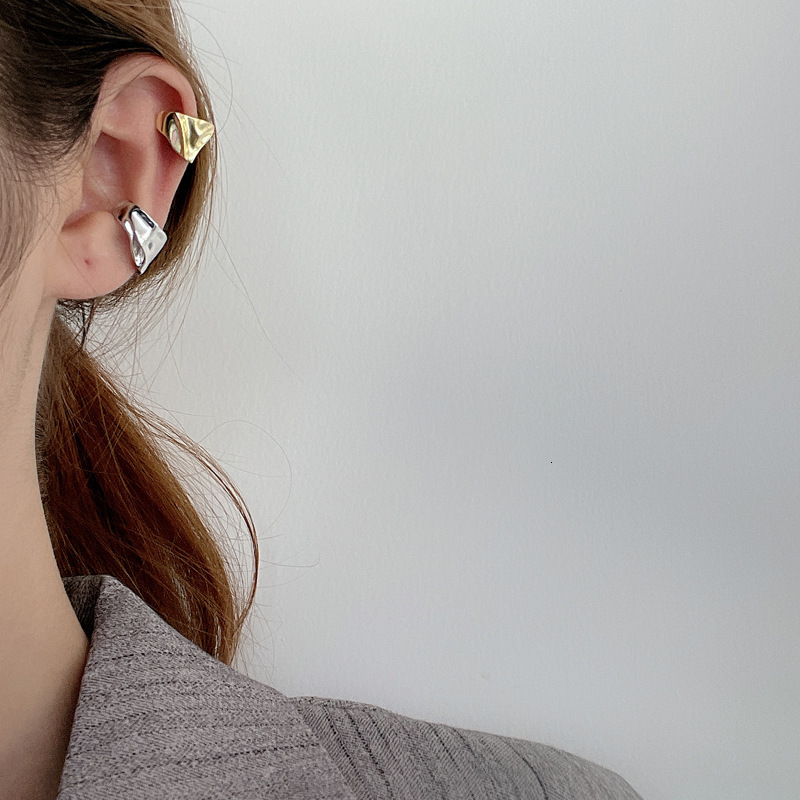 Ear Cuff F.I.N.S 1Piece Korean Minimalist Fine Jewelry S925 Sterling Silver Ear Clip Irregular Uneven Single Ear Cuff Female No Pierced 230425