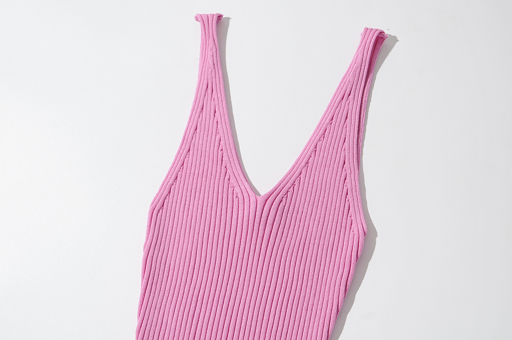 Camisoles Tanks Maxdutti Summer Tshirts Women Ins Fashion Blogger Multicolor V-neck Rib Knitted Camisole Sexy Short Tank Tshirts Tops 230426