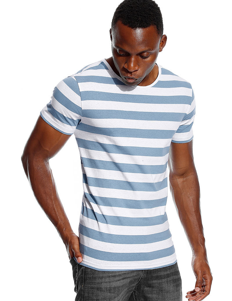 Men's T-Shirts Striped T Shirt for Men Even Stripe Shirt Male Top Tees Black and White Blue Short Sleeve O Neck Cotton TShirts Unisex 230426