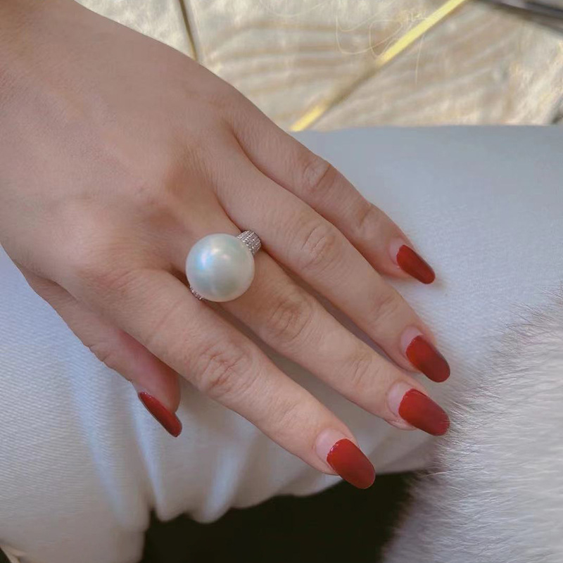 2023 Choucong Brand Wedding Rings Simple Fashion Jewelry Sterling Sier Large Pearl Pave Cubic Zircon CZ Dia Eternity Open Adjustable Women Ring Gift