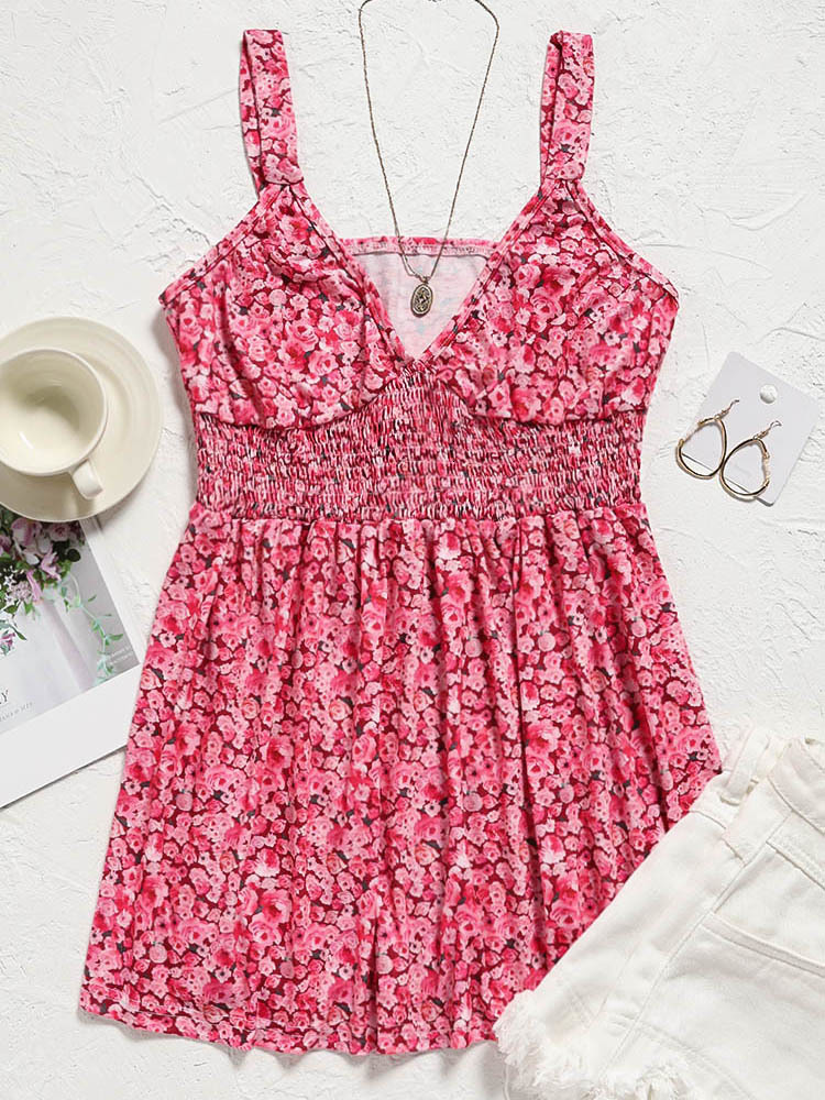 Camisoles Tanks Women Floral Camisole Open Back Deep V-Neck Wrap Spaghetti Strap Tank Top Summer Sleeveless Shirts Sexy Backless Casual Cami Top 23042