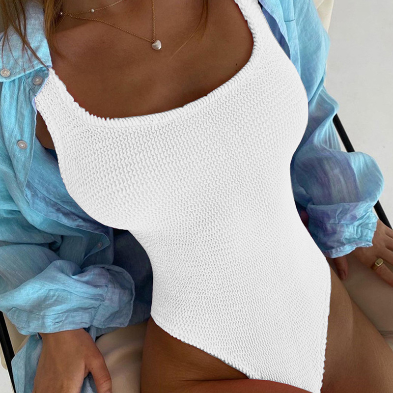 Crinkle Women's Swimwear Fabric Cloth Wavy Strip Bikini Candy Color Swimsuit For Women Fluorescent Pleated 2