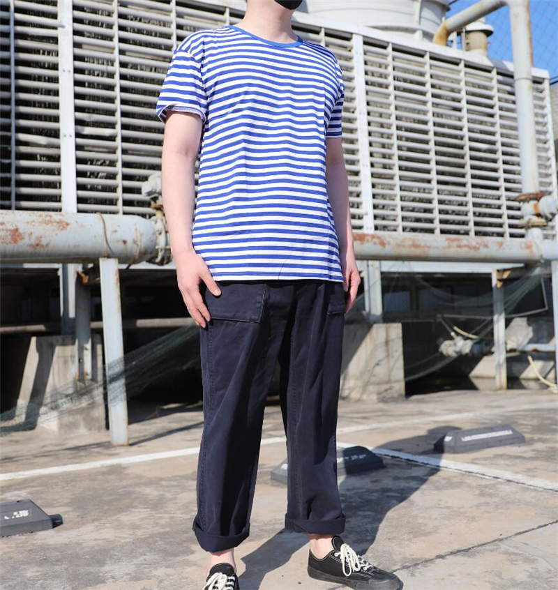 Men's T-Shirts T-shirt Stripe Blue Army Navy Special Forces Men's T-Shirt Sea Soul T-shirt 65% cotton 35% spandex 230426
