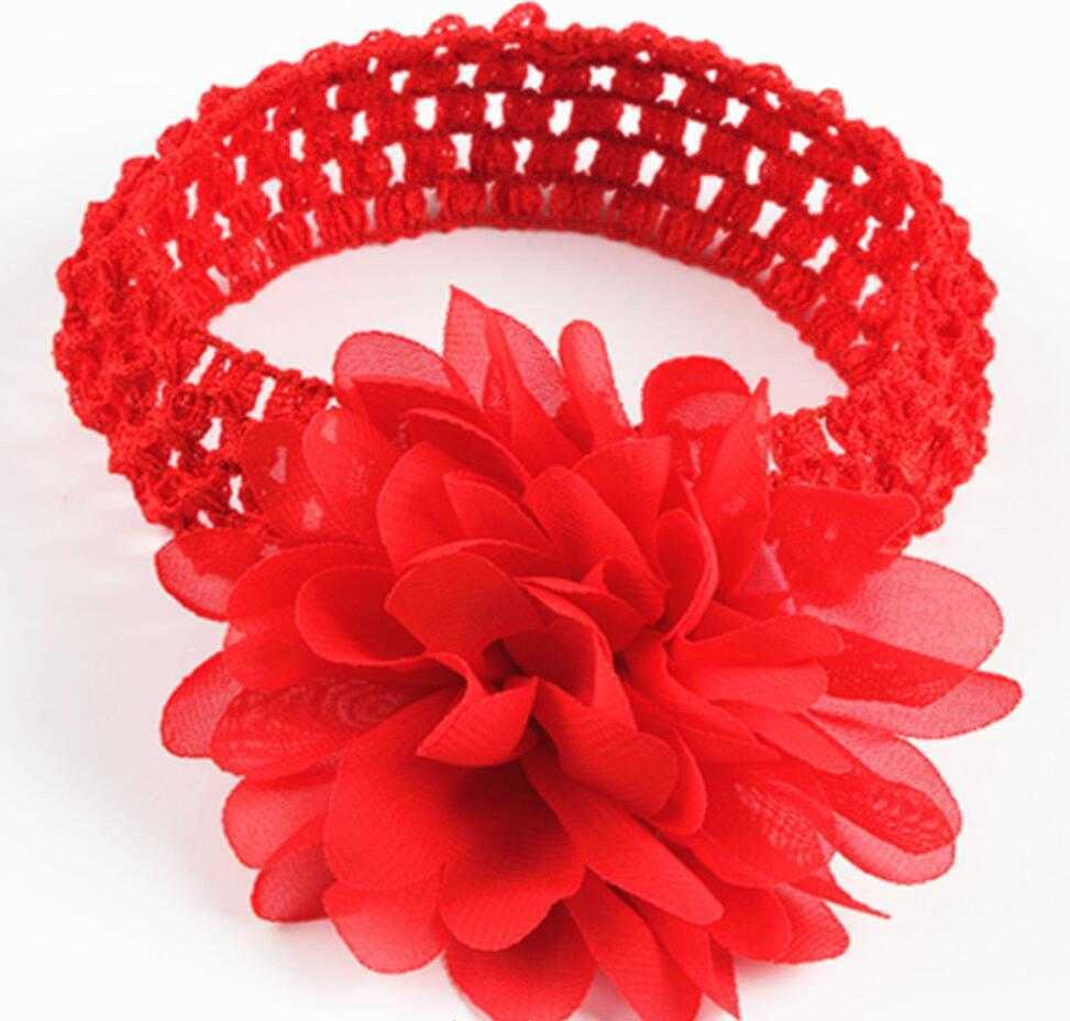 Headwear 50 Pcs Baby Head Flower Hair Accessories 4 Inch Chiffon Flower With Soft Elastic Crochet Headbands Stretchy Hair Band GZ7857
