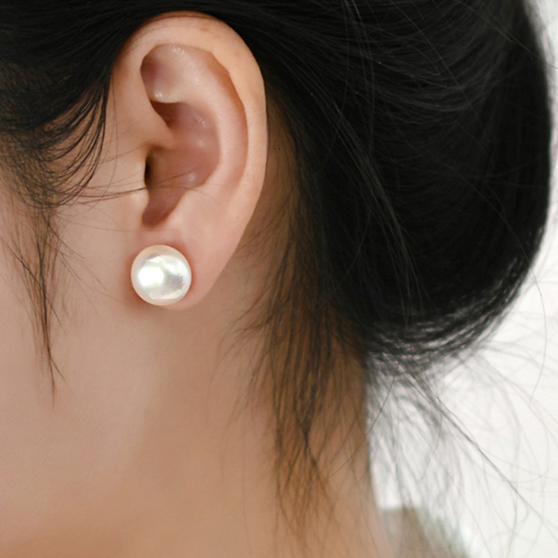 Stud ASHIQI Real 925 Sterling Silver Natural Freshwater Pearl Stud Earrings Fashion Jewelry for Women Gift 230425