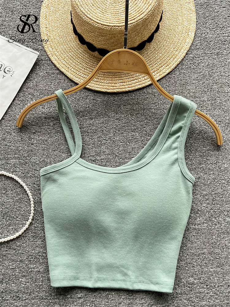 Camisoles Tanks SINGREINY Sport Knit Women Summer Camisole Solid Sexy Backless High Street Tank Top Ladies Slim Beach Strap Top 230426